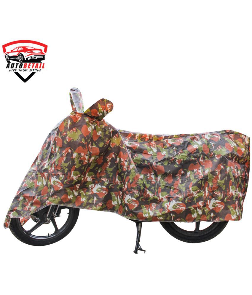     			AutoRetail - Jungle Dust Proof Two Wheeler Polyster Cover With (Mirror Pocket) for Caliber ( Pack of 1 )