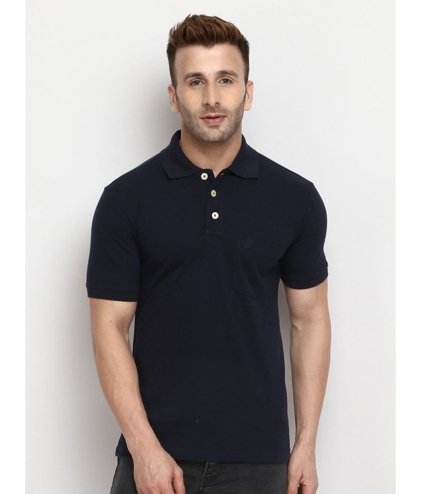     			Chkokko - Navy Cotton Blend Regular Fit Men's Polo T Shirt ( Pack of 1 )