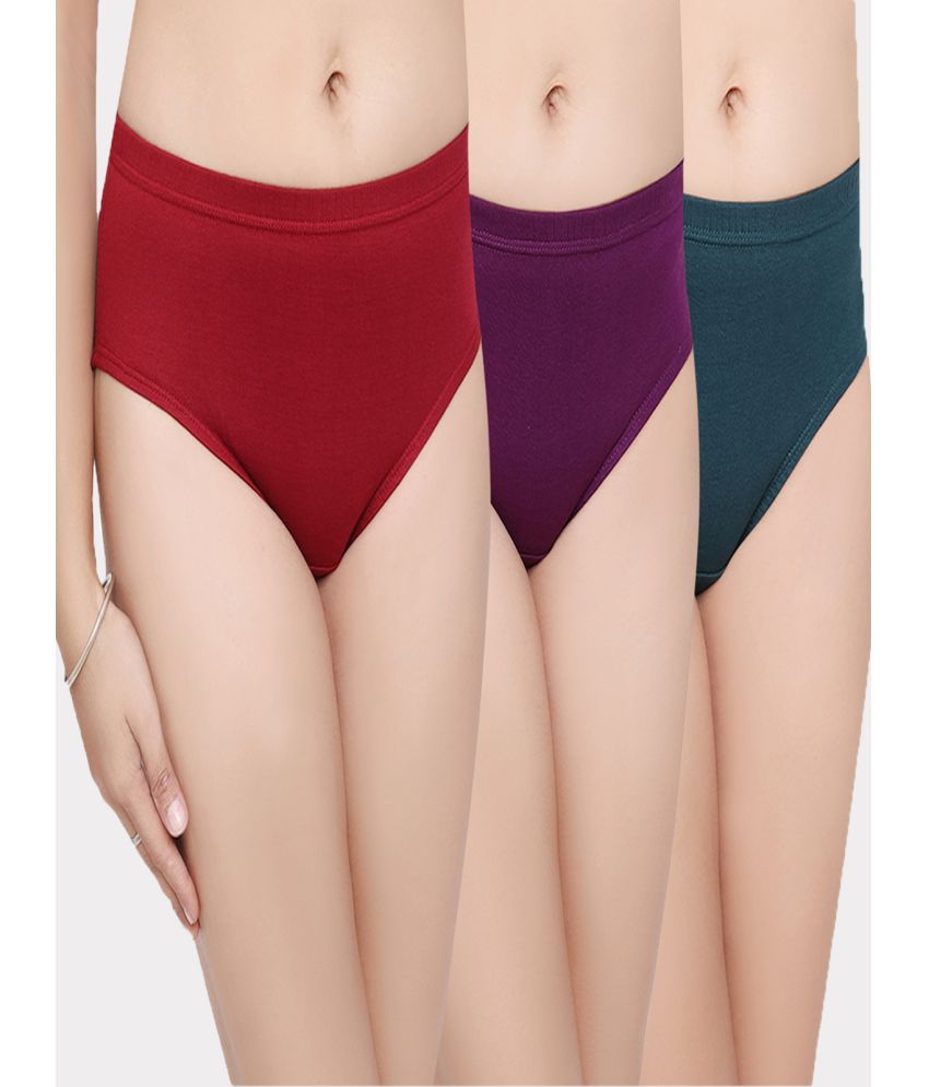     			IN CARE LINGERIE - Multi Color Cotton Solid Women's Hipster ( Pack of 3 )