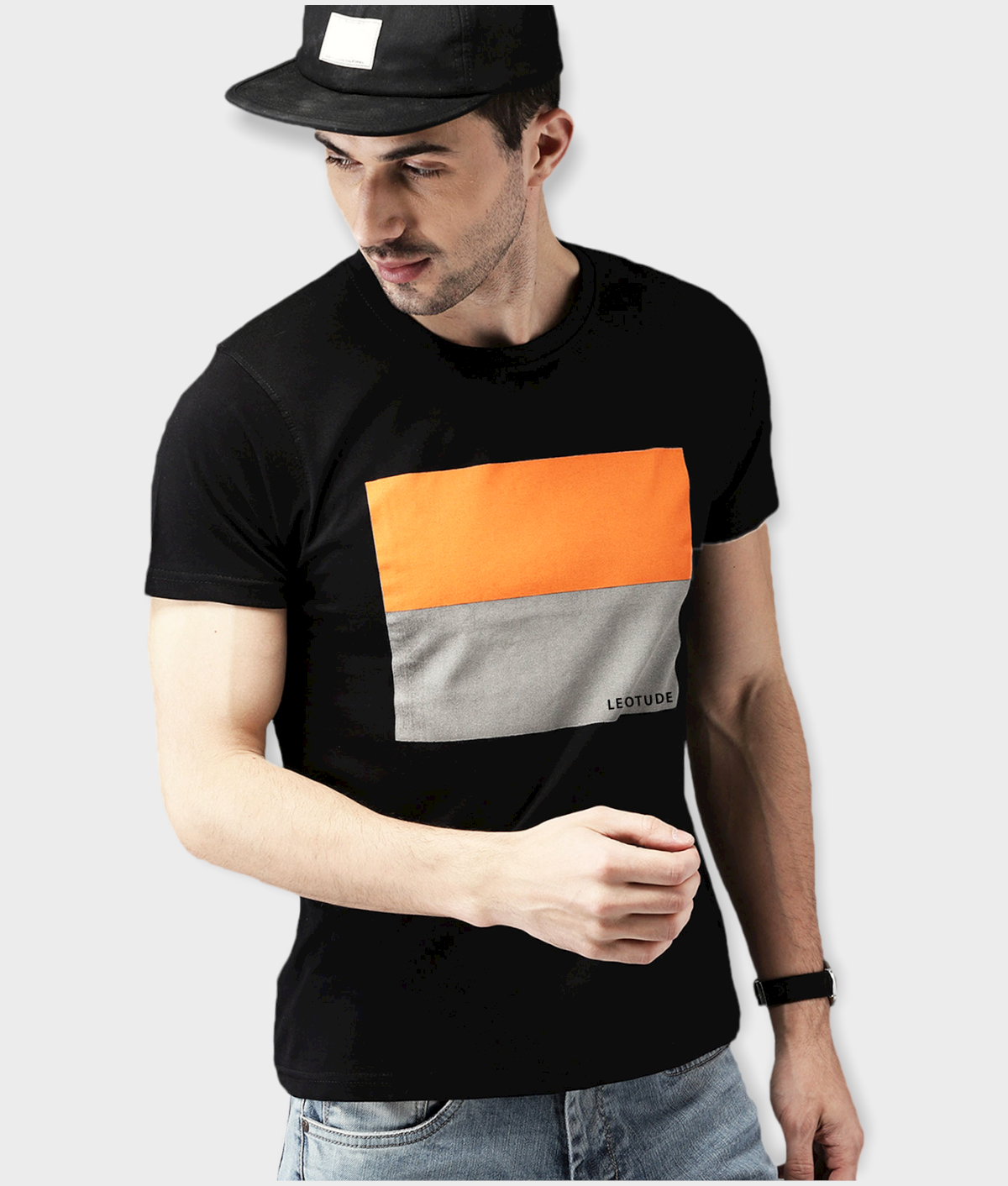     			Leotude - Orange Cotton Blend Regular Fit Men's T-Shirt ( Pack of 1 )