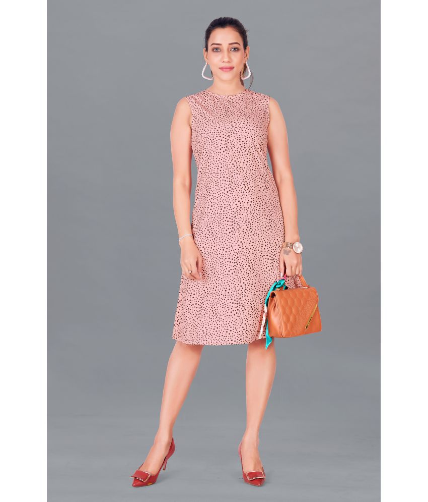     			MIRROW TRADE - Peach Polyester Blend Women's A-line Dress ( Pack of 1 )