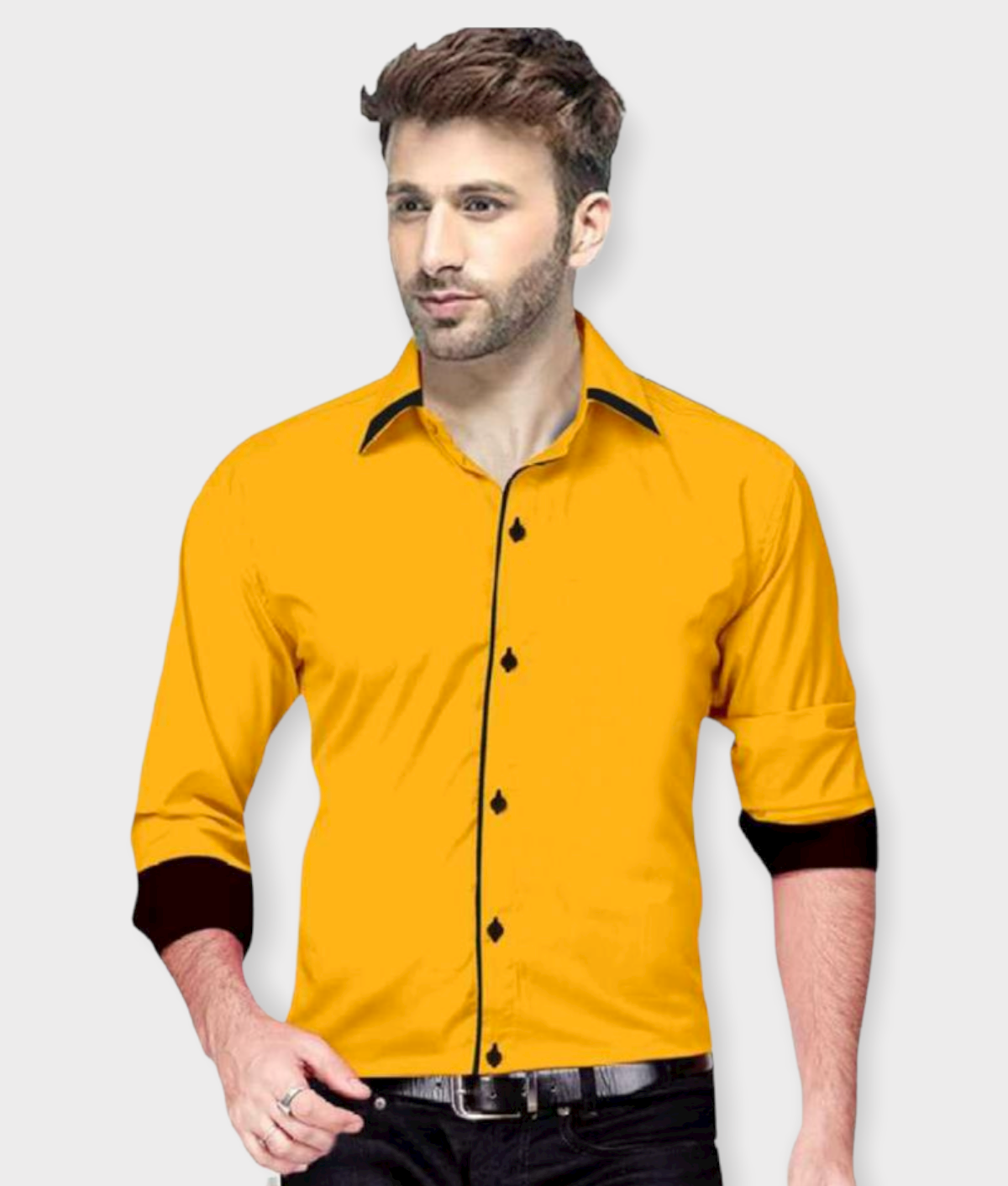     			P&V CREATIONS - Yellow Cotton Slim Fit Men's Casual Shirt (Pack of 1 )