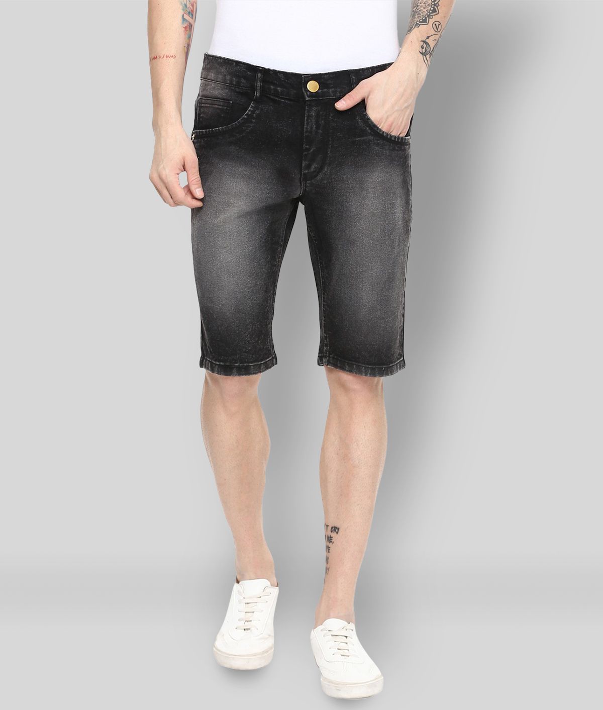 Urbano Fashion - Black Cotton Men's Denim Shorts ( Pack of 1 )
