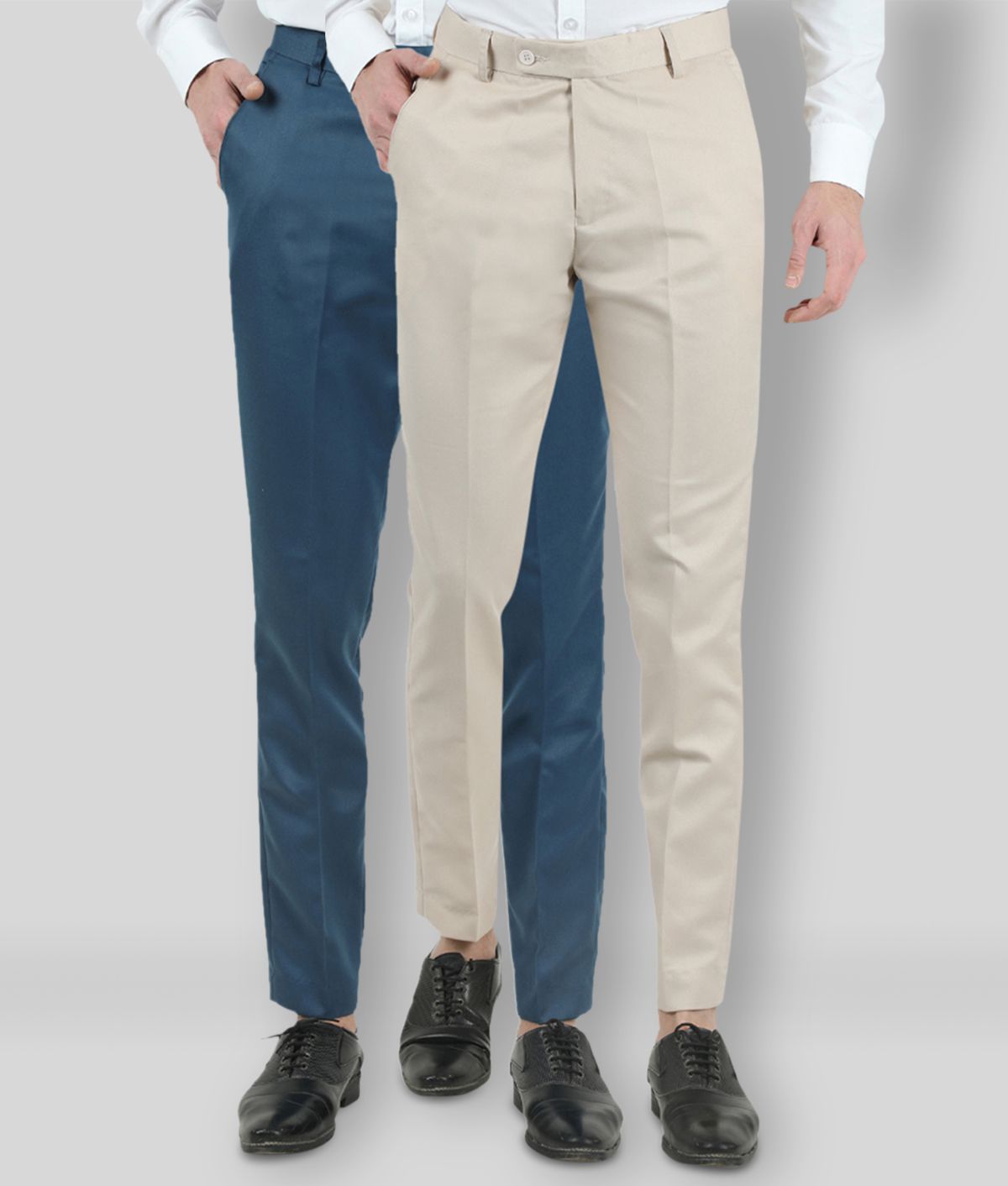 VEI SASTRE - Multicolored Polycotton Slim - Fit Men's Formal Pants ( Pack of 2 )