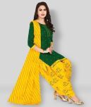 shree jeenmata collection - green Straight Cotton Women's Stitched Salwar Suit ( Pack of 1 )