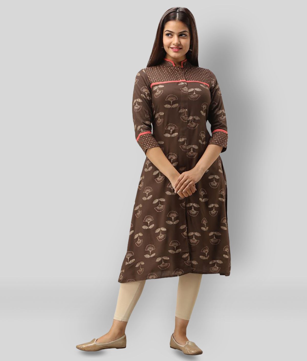     			SVARCHI - Brown Viscose Women's Front Slit Kurti ( Pack of 1 )