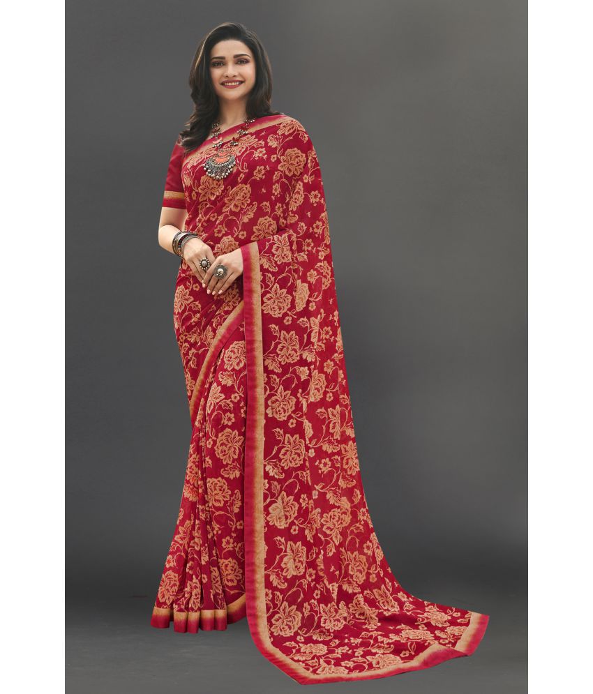     			BLEESBURY - Red Georgette Saree With Blouse Piece ( Pack of 1 )
