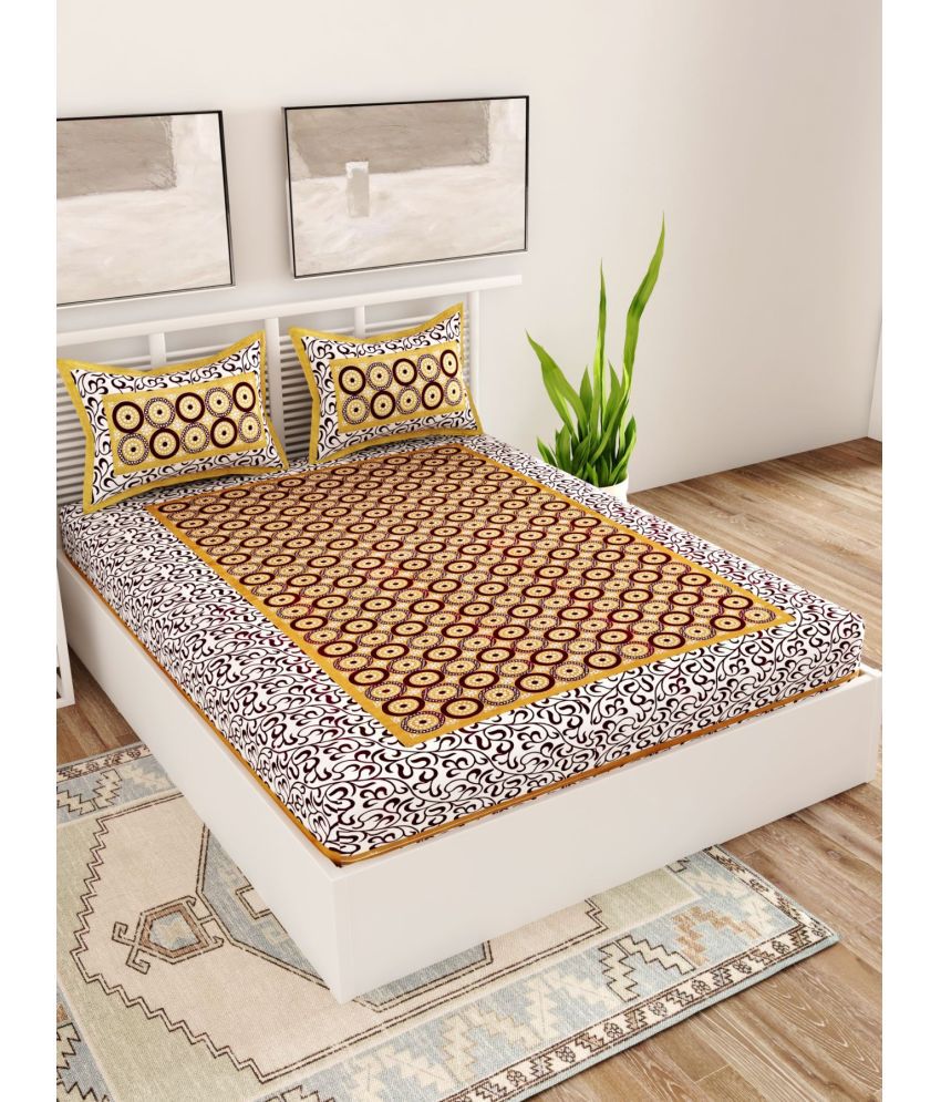     			unique choice - Brown Cotton Double Bedsheet with 2 Pillow Covers