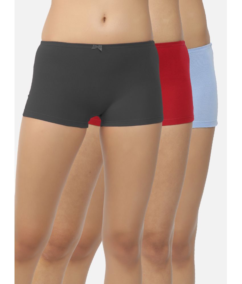 shyygl - Multi Color SL-914 Cotton Lycra Solid Women's Boy Shorts ( Pack of 3 )