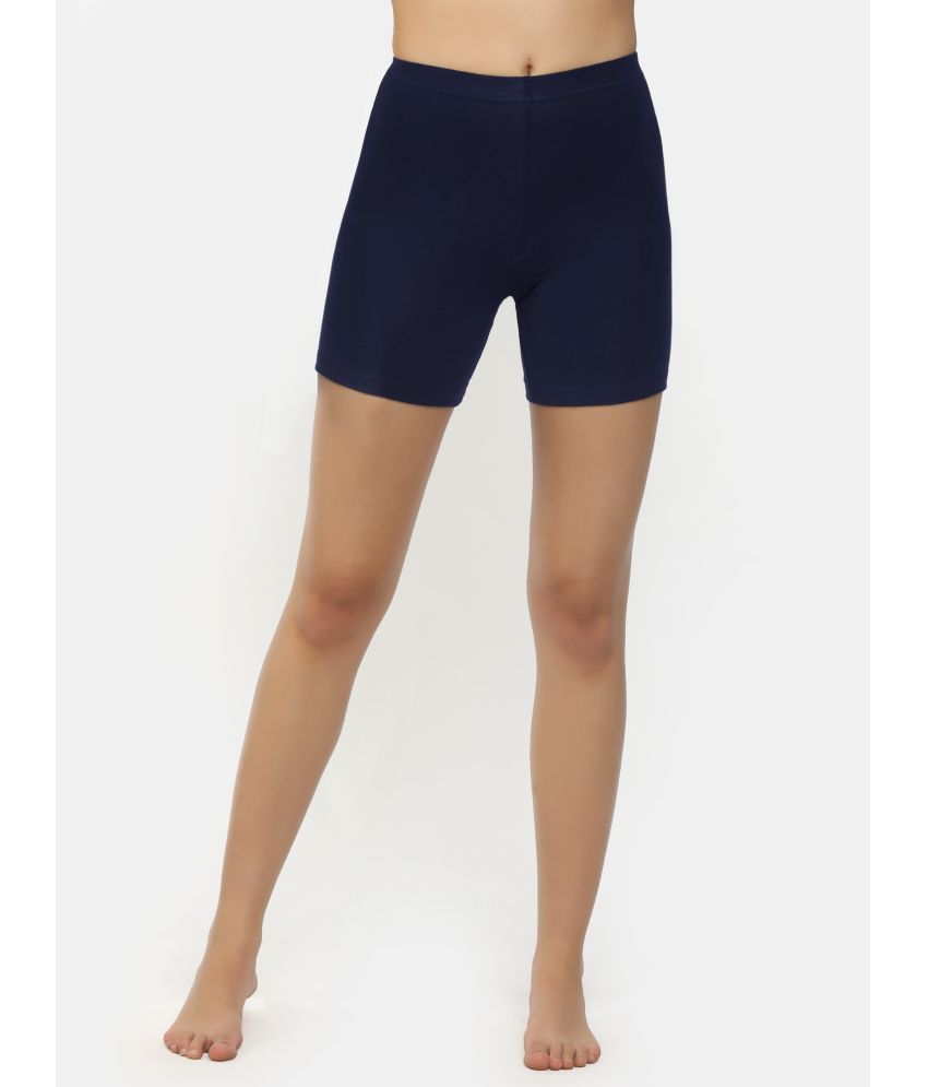     			shyygl - Navy SL-921 Cotton Lycra Solid Women's Safety Shorts ( Pack of 1 )
