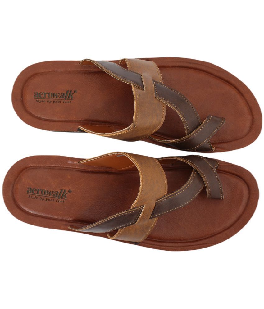     			Aerowalk - Tan Men's Thong Flip Flop