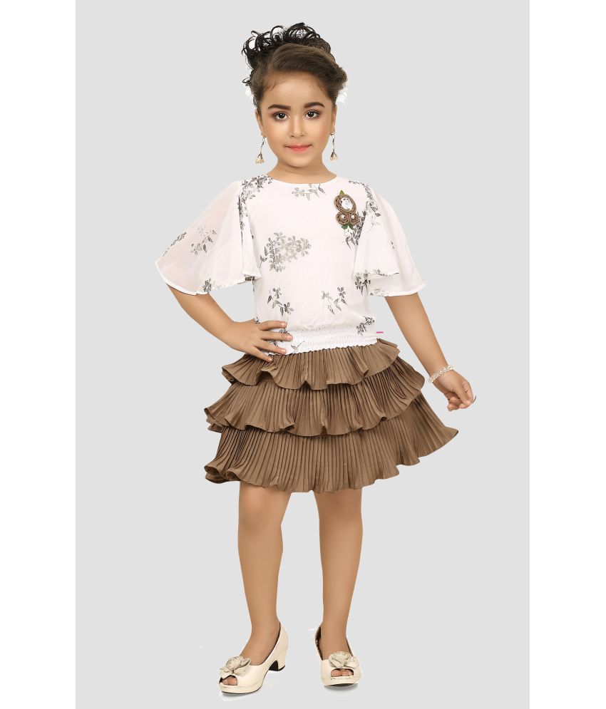     			Arshia Fashions - Brown Crepe Girls Top With Skirt ( Pack of 1 )
