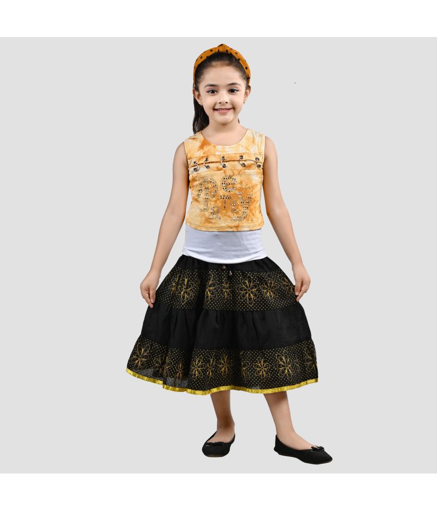     			Arshia Fashions - Yellow Cotton Blend Girls Top With Skirt ( Pack of 1 )