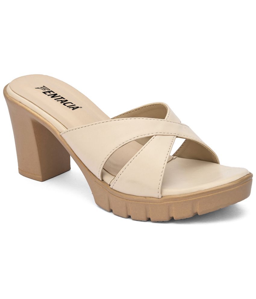 Fentacia - Cream Women's Slip On Heels