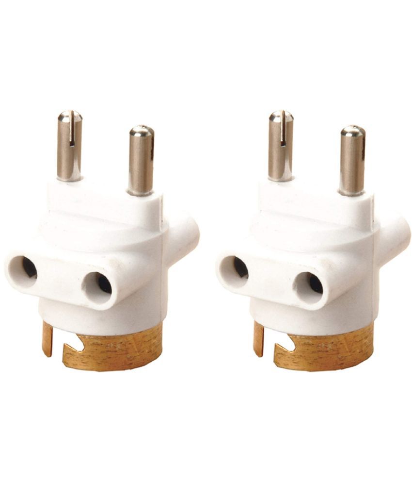 HiRU 2 Pin Bulb Holder Parallel Adapter with Plug and Light Socket (Pack of 2, White)