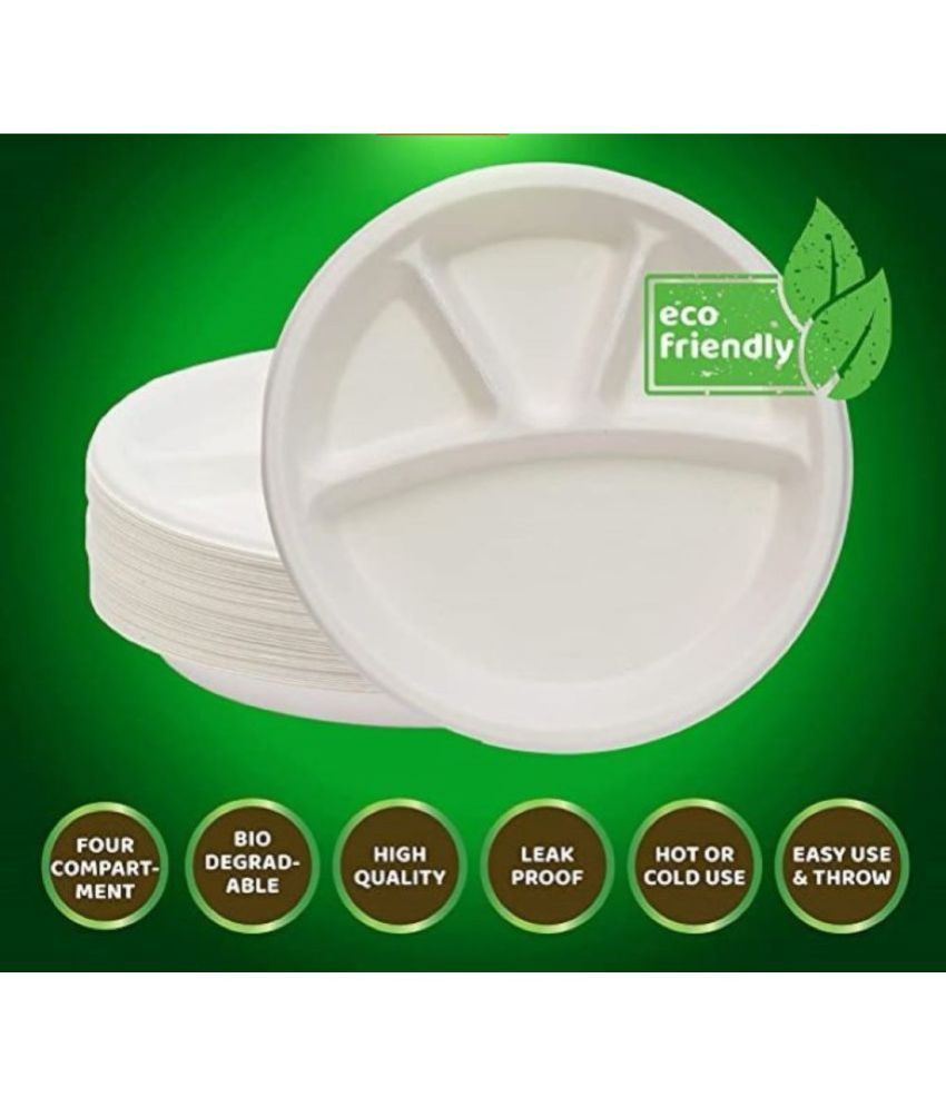 TREEMARK Bio Degradable Disposable Partition Plates ( Pack of 1