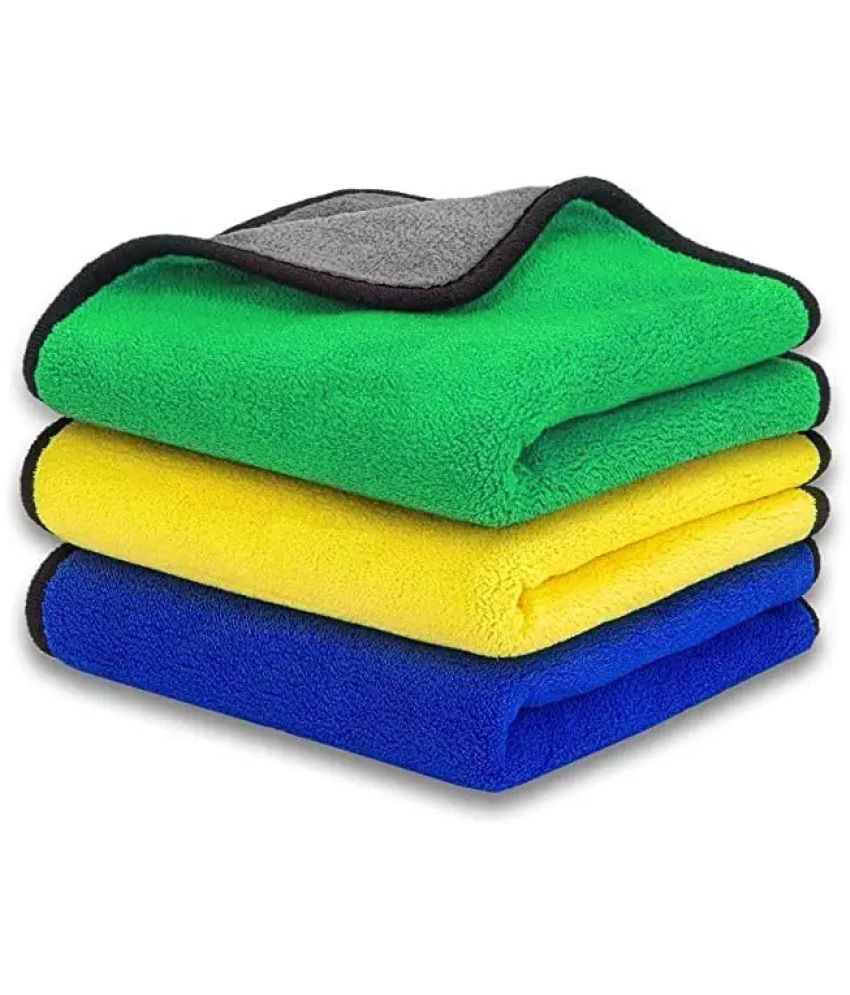 Alphonso - Multicolor 800 GSM Microfiber Cloth For Automobile ( Pack of 3 )