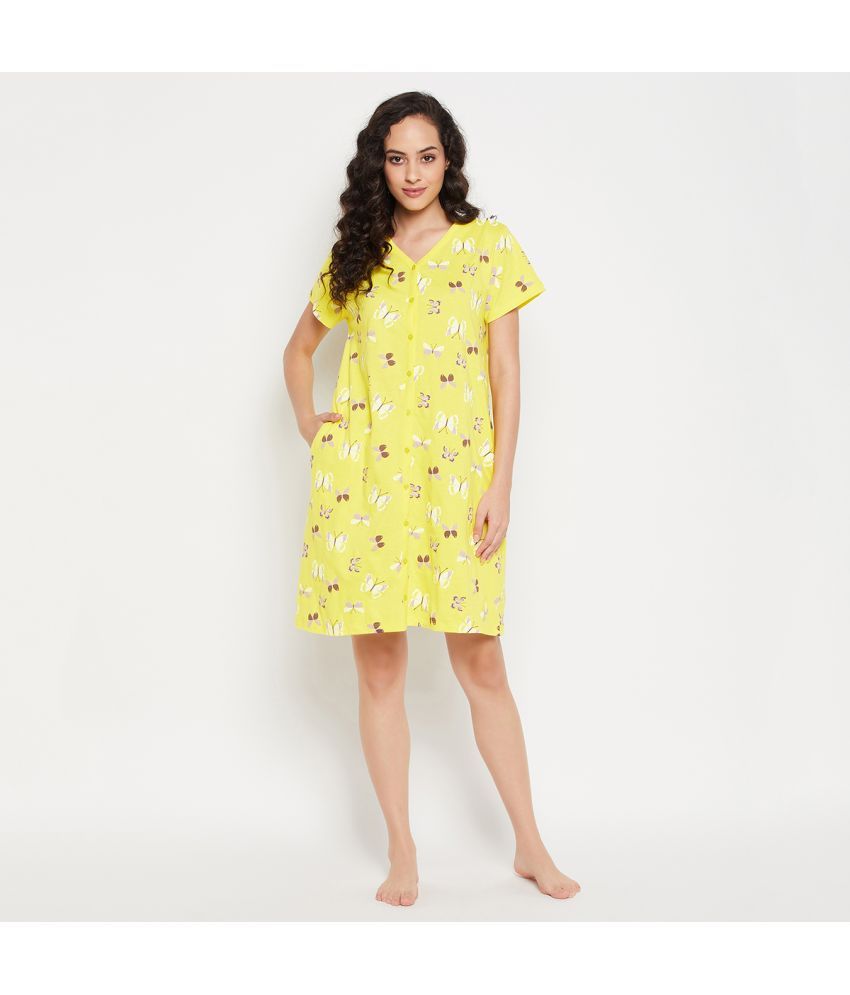     			Clovia - Yellow Cotton Blend Women's Nightwear Night Dress ( Pack of 1 )