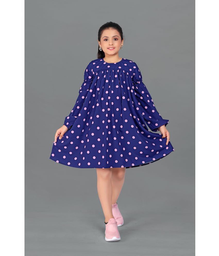     			MIRROW TRADE - Blue Polyester Blend Girls A-line Dress ( Pack of 1 )