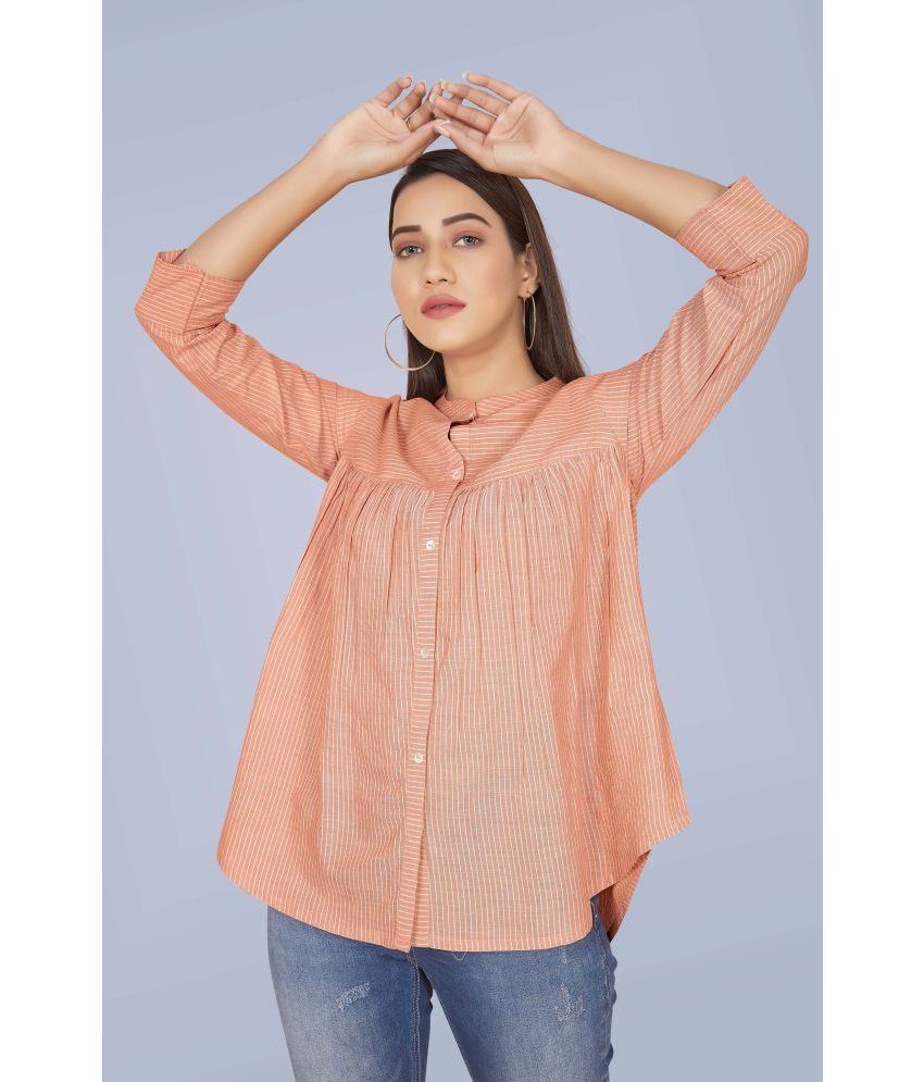     			MIRROW TRADE - Orange Cotton Women's Shirt Style Top ( Pack of 1 )