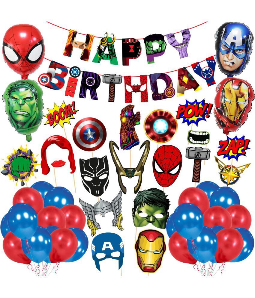     			Zyozi  Birthday Party Supplies - super hero Birthday Party Decoration Happy Birthday Banner, super hero Aluminum Balloon,Photo Bbooth and Metalic Balloon for super hero Themem Party Supplies(Pack of 49)