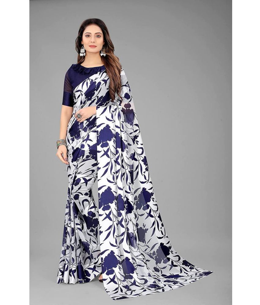     			Sitanjali - Navy Blue Georgette Saree With Blouse Piece ( Pack of 1 )