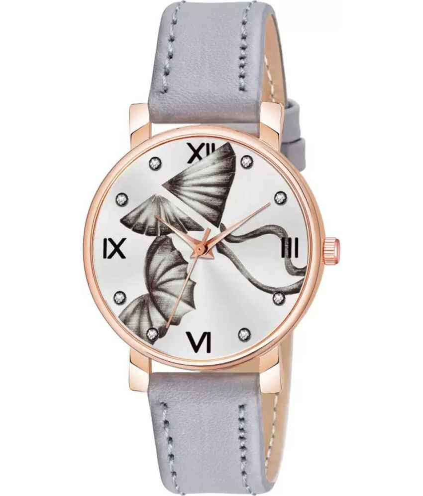     			AQUA BLISS - Light Grey Leather Analog Womens Watch