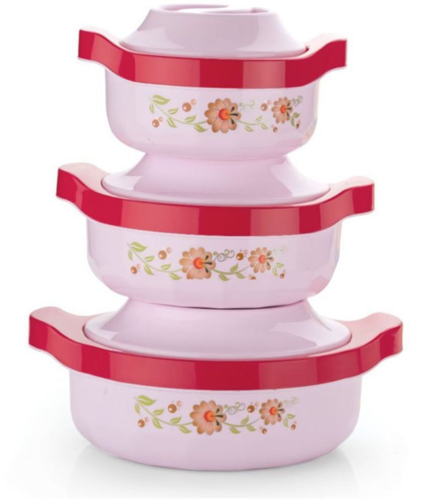     			Analog kitchenware - Pink Plastic Serve Casserole ( Set of 3 , 800, 1500, 2500 mL )