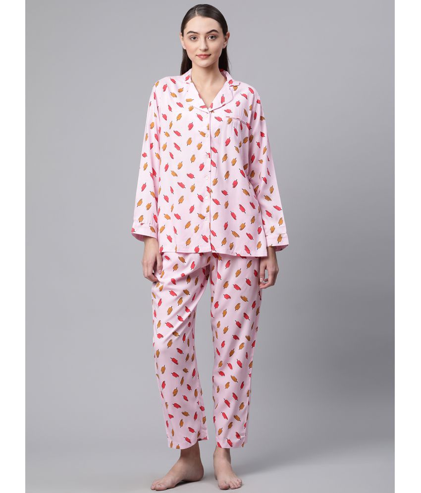     			Divena - Pink Rayon Women's Nightwear Nightsuit Sets ( Pack of 1 )