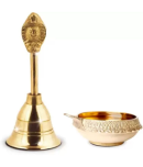 Brass Pooja Diya with Bell (Pack of 2)