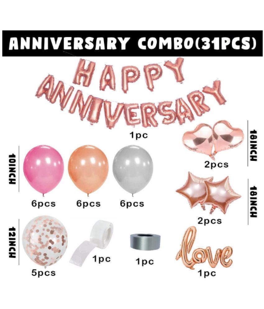 Blooms Event foil, latex Rose Gold Happy Anniversary Decoration Kit For