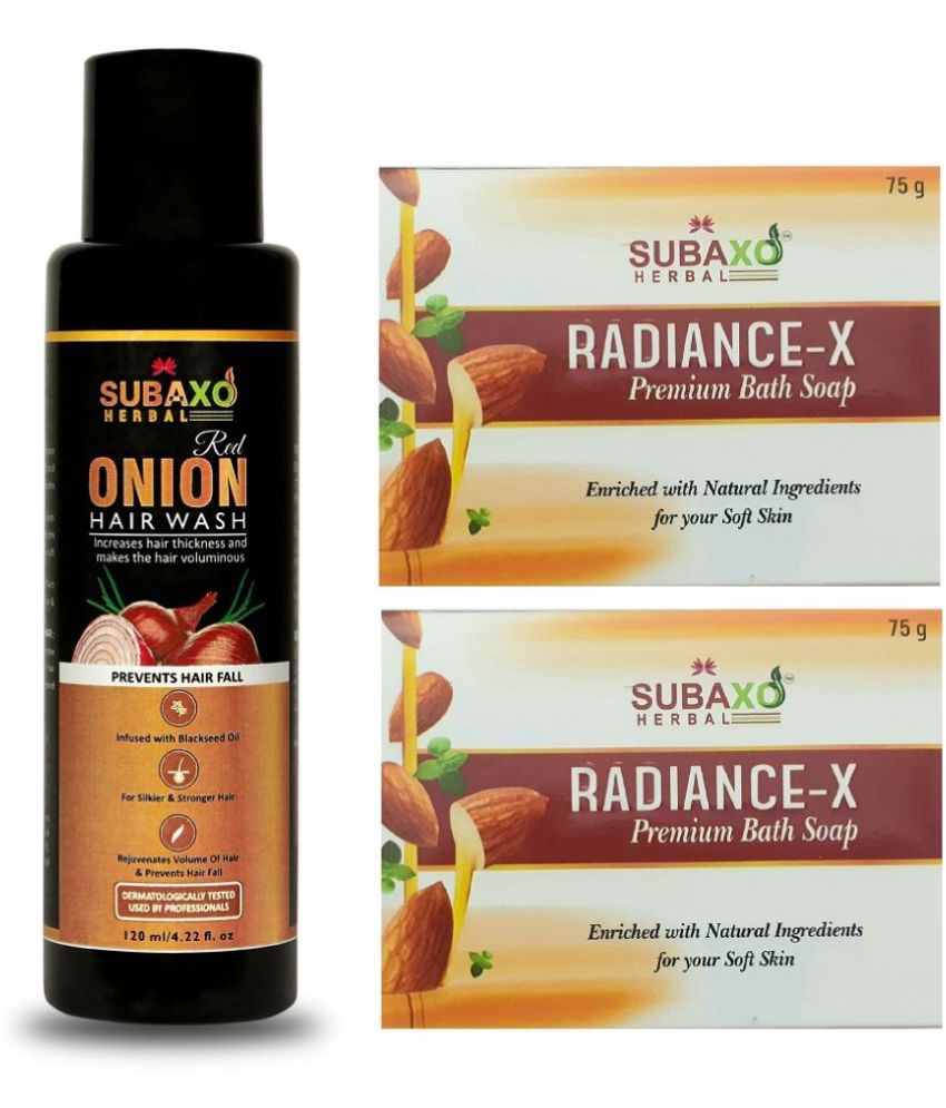     			Herbal Red Onion Hair Wash Shampoo 120 Ml & Radiance-X Soap 2 Pc Each 75 G