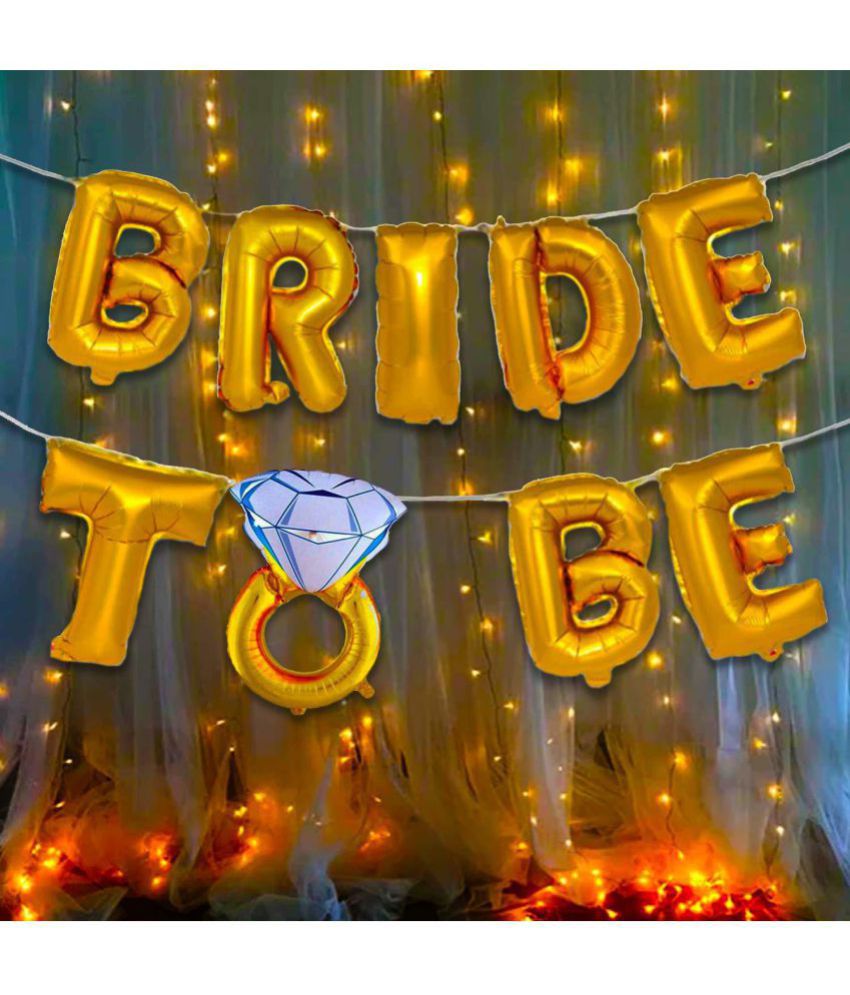     			Party Propz Golden Bride To Be Decoration Kit -2Pcs Bride to be ring foil balloon With Led Light Bachelorette Decorations Items For Bridal Shower Decorations Items/Bachelorette