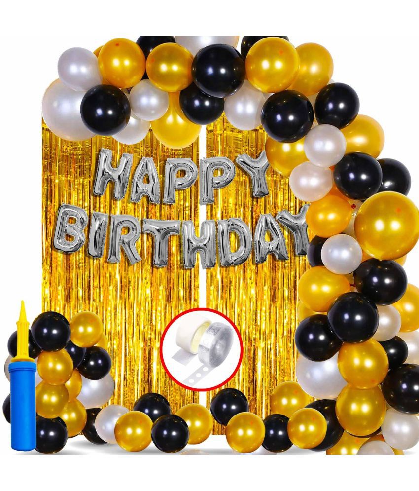     			Party Propz Happy Birthday Letters Foil, Metallic Balloons Foil Curtain Hand Balloon Pump Decoration Kit - 56Pcs Set for Adult; Kids; Boy; Girl; 25th; 30th; 40th; 50th Kids Birthday Decoration