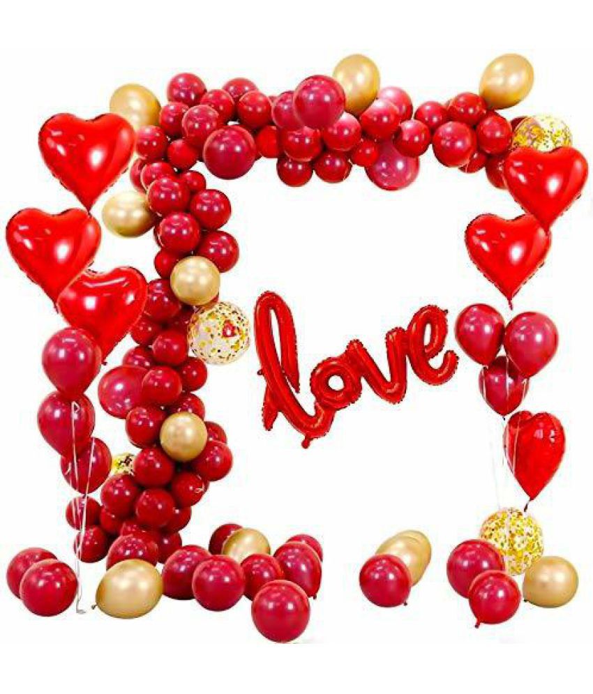     			Party Propz Red and Gold Balloons, Ruby Red Balloons, Gold Confetti Balloons Heart Foil Balloons - 78Pcs for Red and Gold Party Decorations Party Decorations