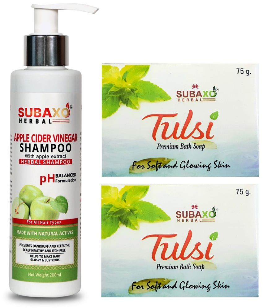 Herbal Apple Cider Vinegar Shampoo 200 Ml & Tulsi Soap 2 Pc Each 75 G