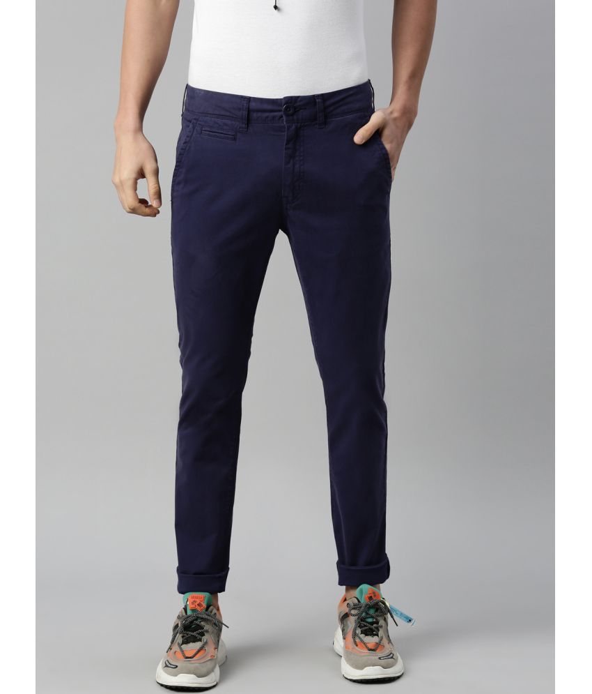 Breakbounce - Navy Blue Cotton Slim - Fit Men's Chinos ( Pack of 1 )