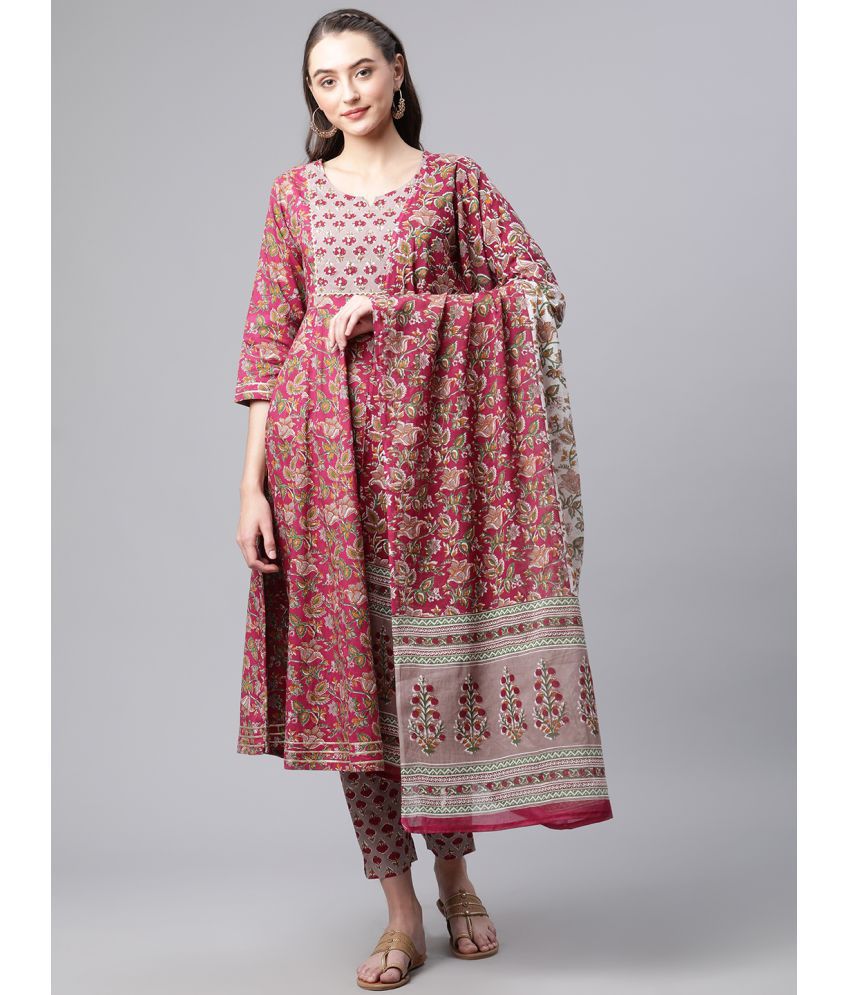     			Divena - Purple Anarkali Cotton Women's Stitched Salwar Suit ( Pack of 1 )