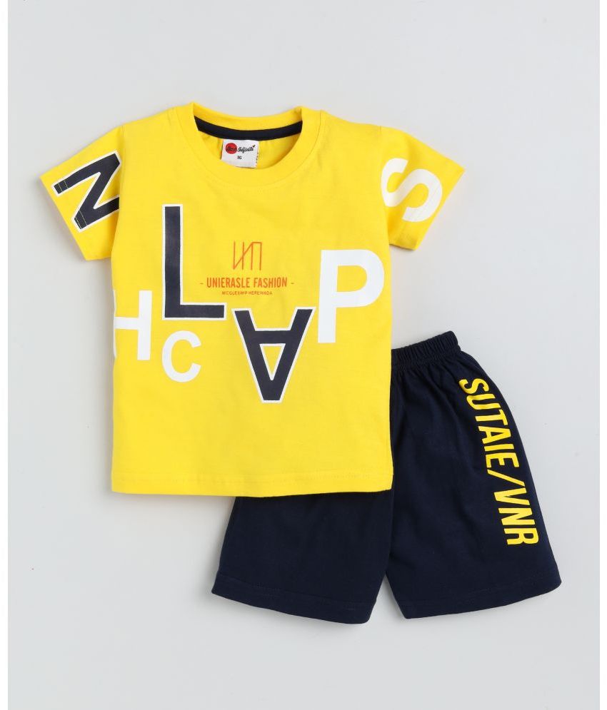     			Mars Infiniti - Yellow Cotton Unisex T-Shirt & Shorts ( Pack of 1 )