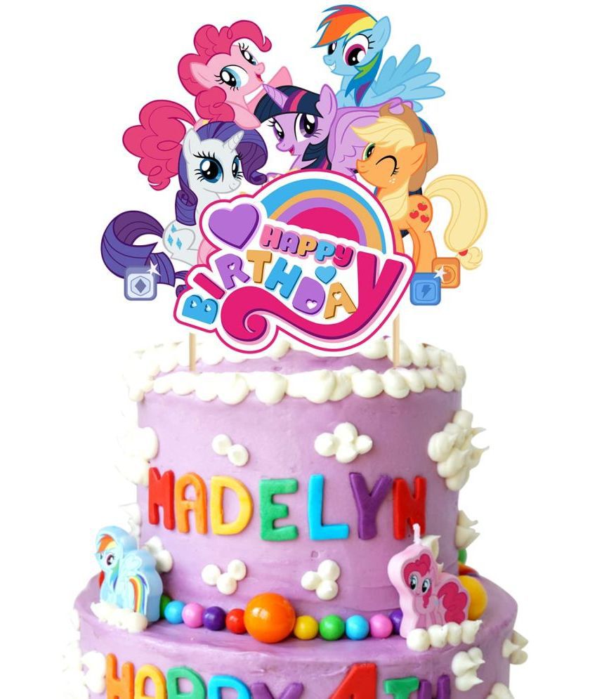     			Zyozi My Little Girl Birthday Party Supplies, 1pc Cake Toppers for Girl Birthday Party Pinkie Pie Cake Decor