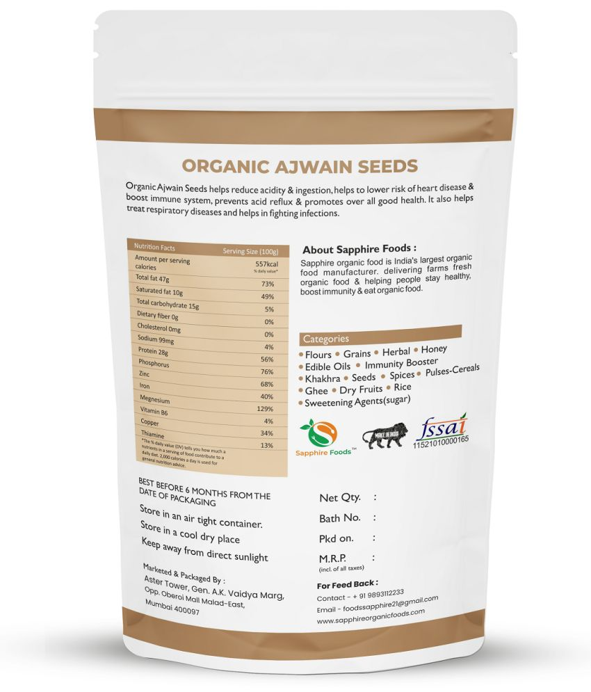Sapphire Foods ORGANIC AJWAIN SEEDS 1 kg Buy Sapphire Foods ORGANIC