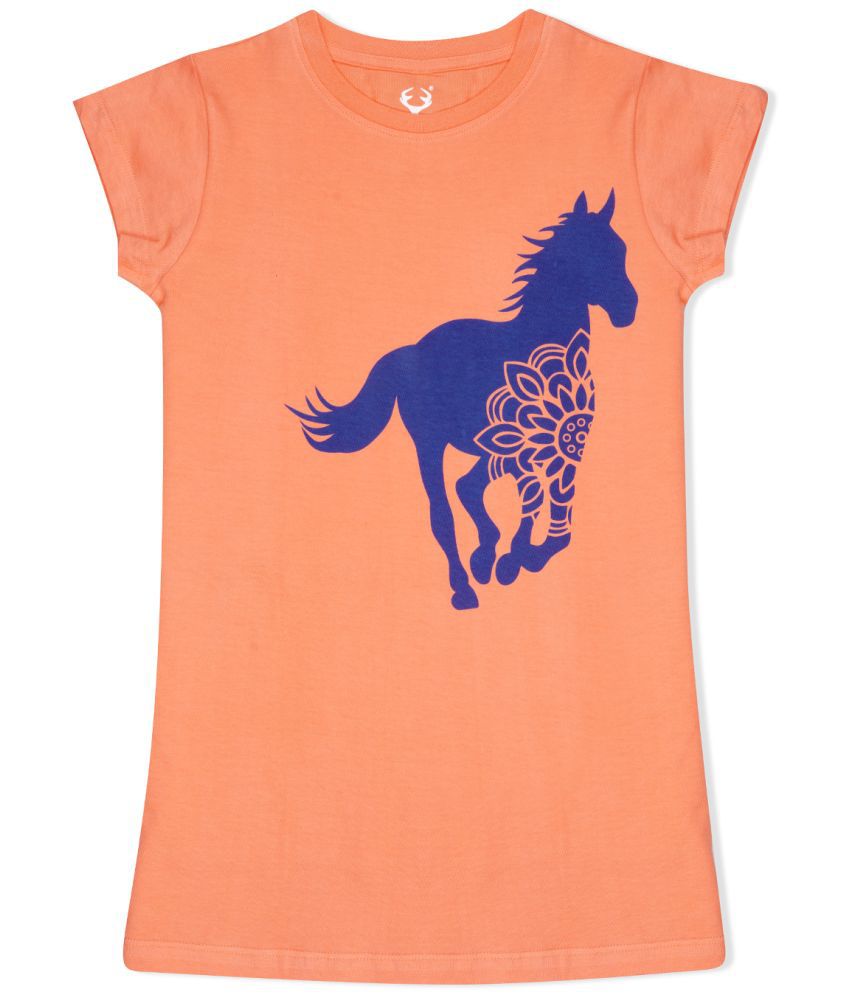 E1K - Orange Cotton Girls T-Shirt ( Pack of 1 )
