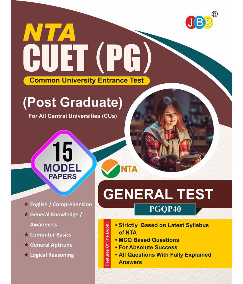     			JBC Press NTA CUET PG General Test 2022, 15 Model Papers Based On Latest CUET PG Exam Pattern, One Of The Best CUET Entrance Exam Book 2022 Among CUET Entrance Exam Books 2022, Crack CUET PG Easily