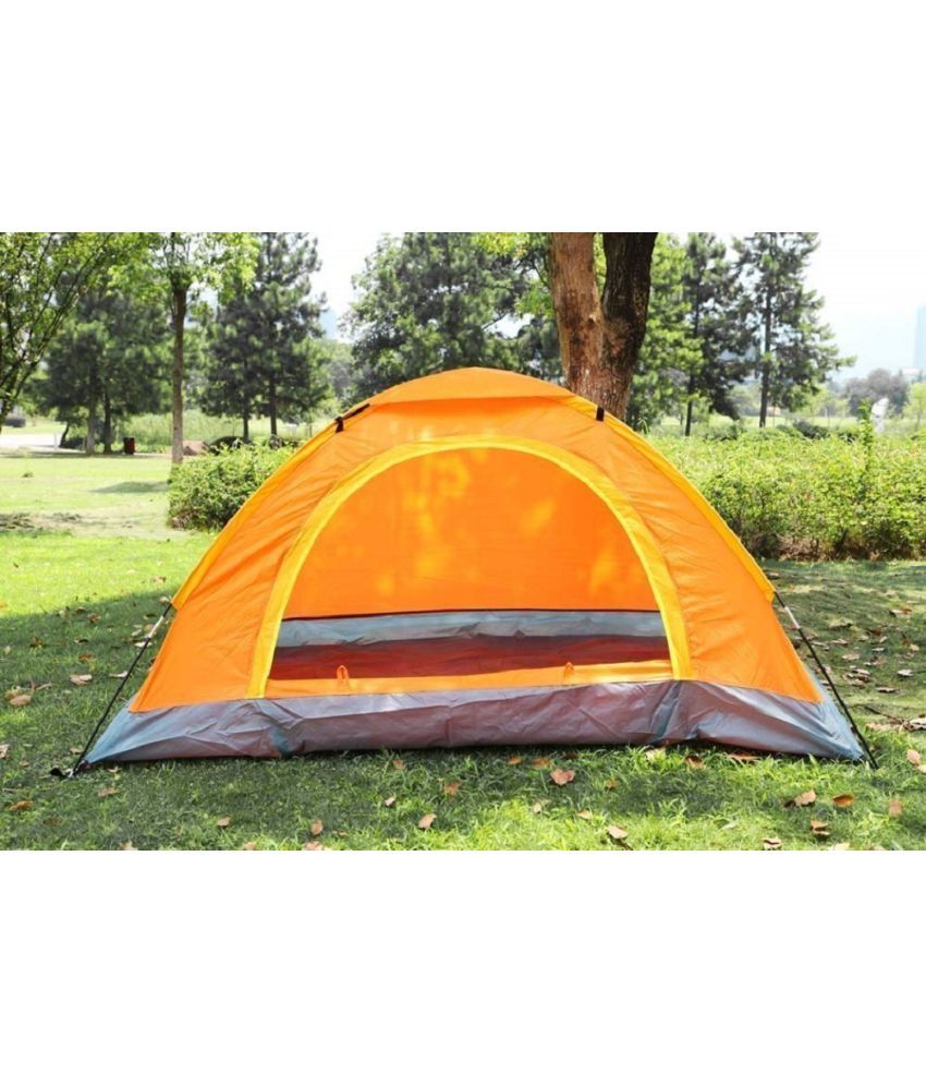     			Portable Polyester Waterproof 4 Person Camping & Outdoor Tent for Fishing Travel Hiking Hunting Camping (Multicolour)