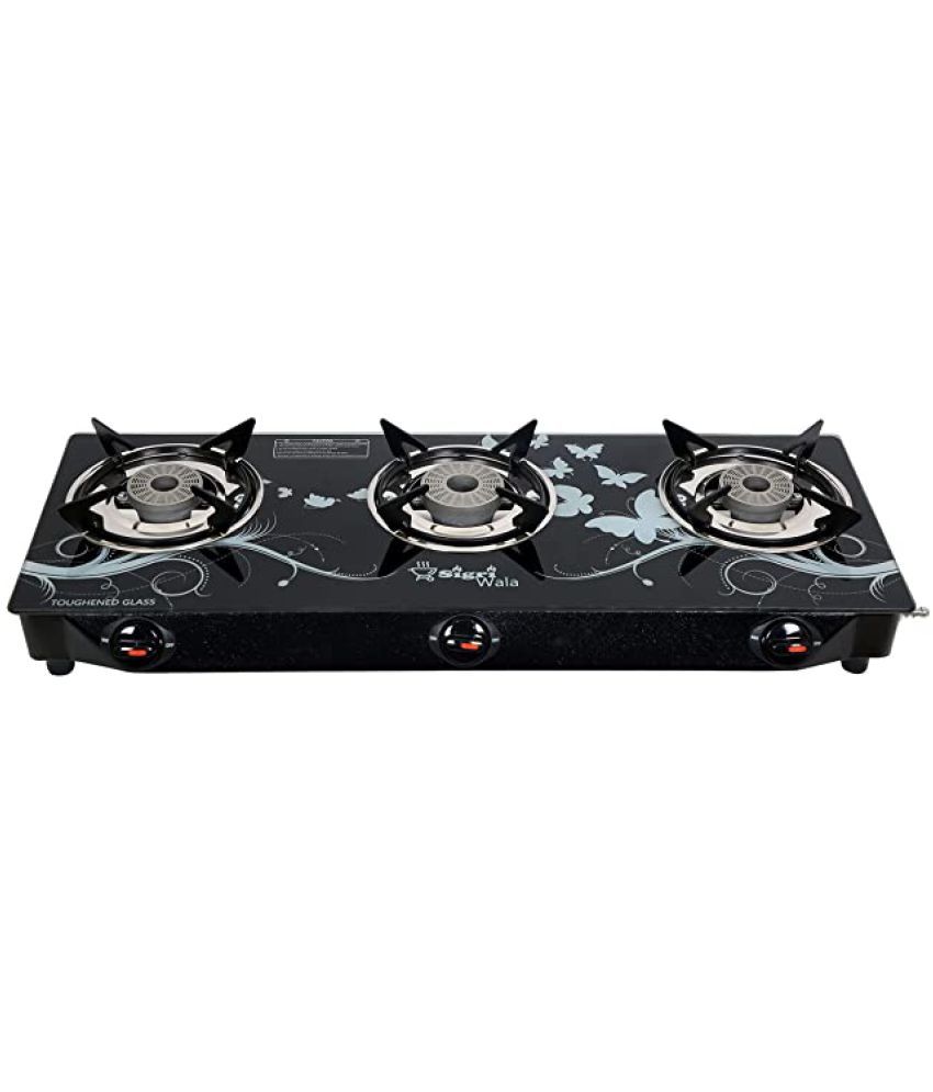 SigriWala Delux Tornado Burner Toughened Glass Gas Stove (LPG Compatible) (Designer Manual