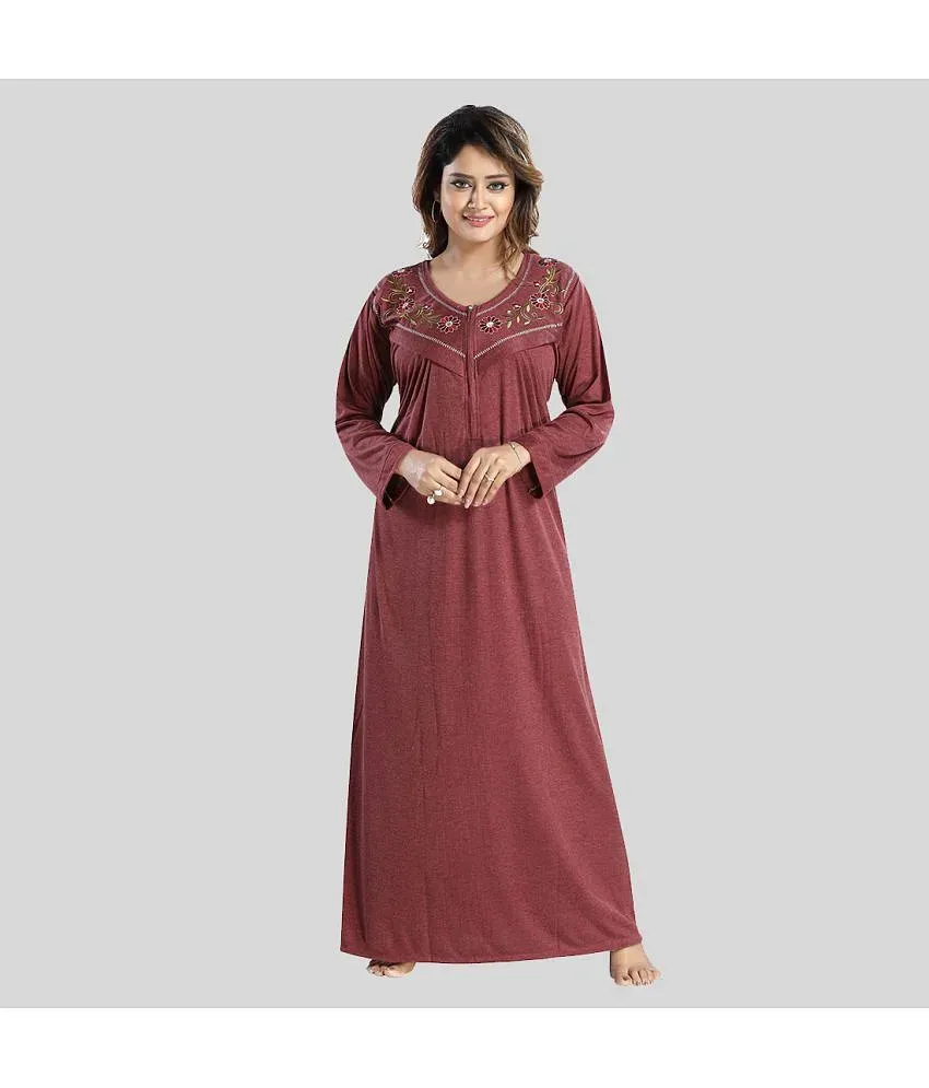Gutthi Brown Satin Women s Nightwear Nighty Night Gowns Pack