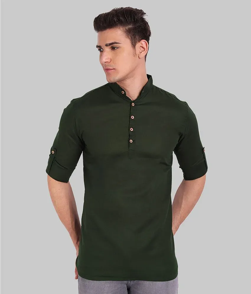 Vida Loca Green Cotton Men s Regular Kurta Pack of 1