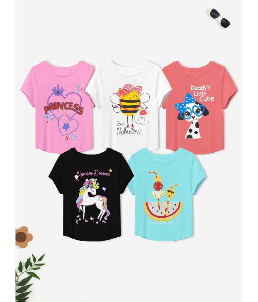     			Trampoline - Multi Cotton Blend Girls T-Shirt ( Pack of 5 )