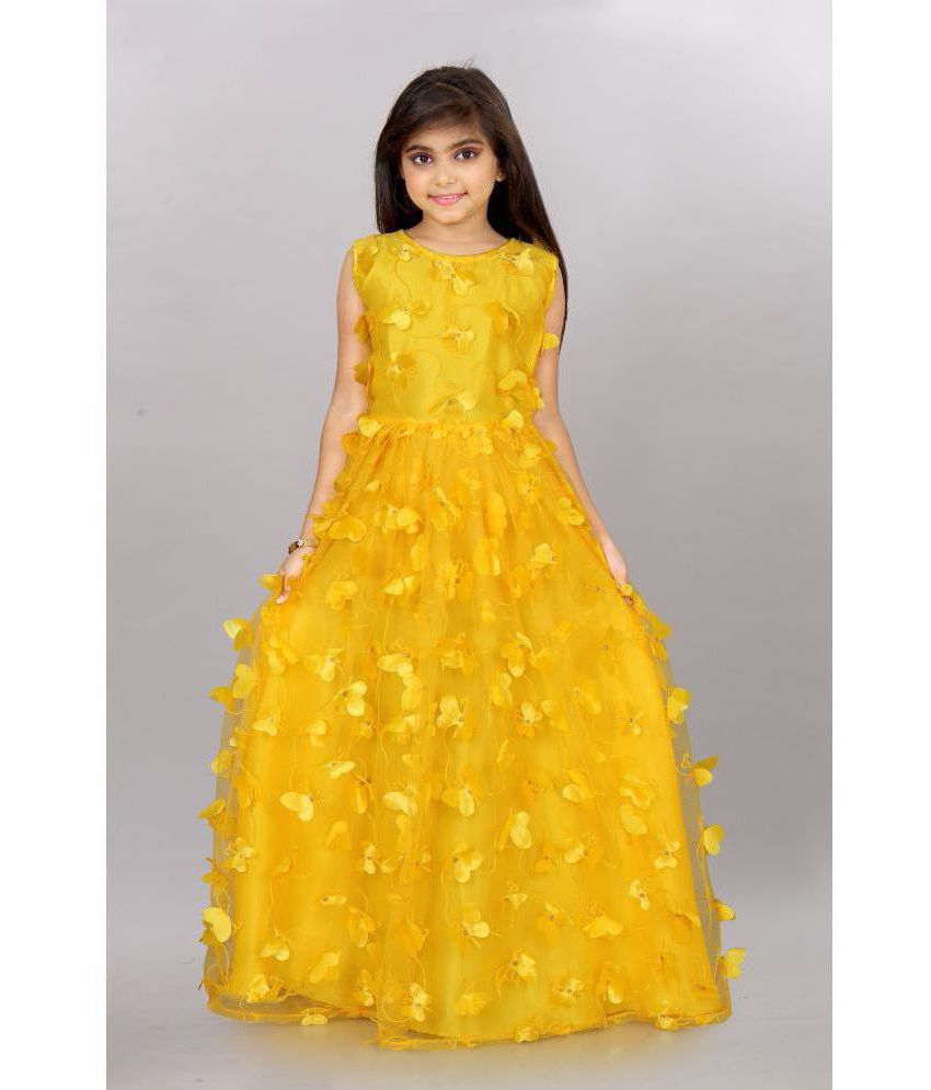     			JULEE - Yellow Net Girls Gown ( Pack of 1 )
