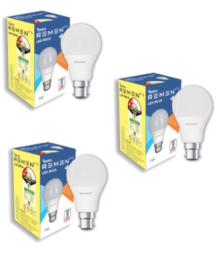     			Remen Led Lites - 7W Cool Day Light LED Bulb ( Pack of 3 )